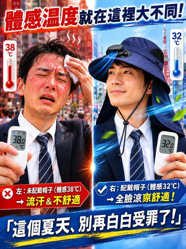 酷爽透氣太陽能防曬帽