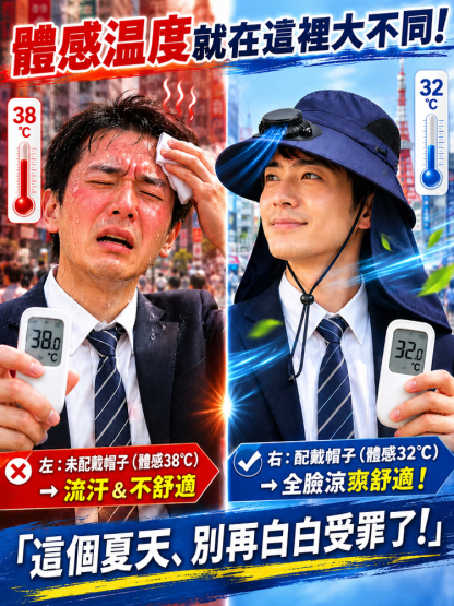 酷爽透氣太陽能防曬帽