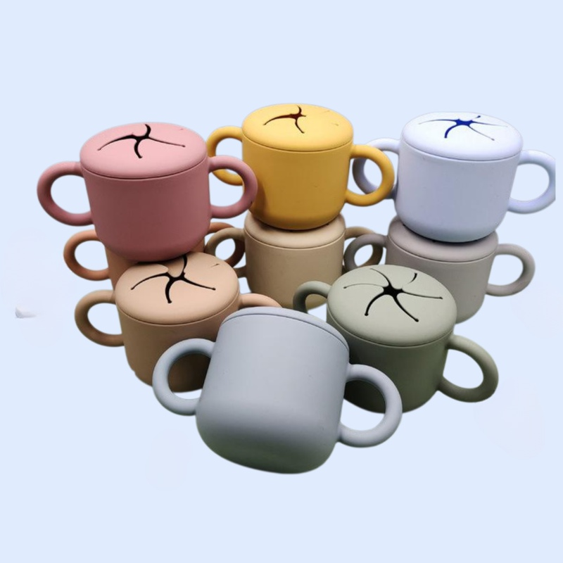 防摔矽膠帶蓋訓練杯子