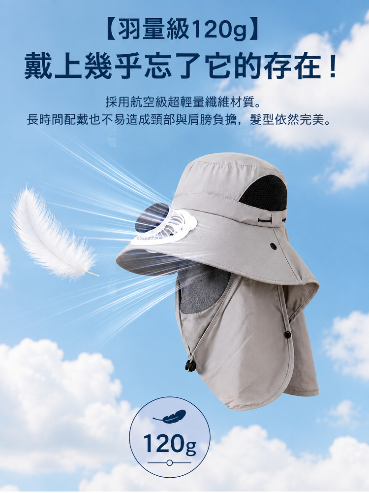 酷爽透氣太陽能防曬帽