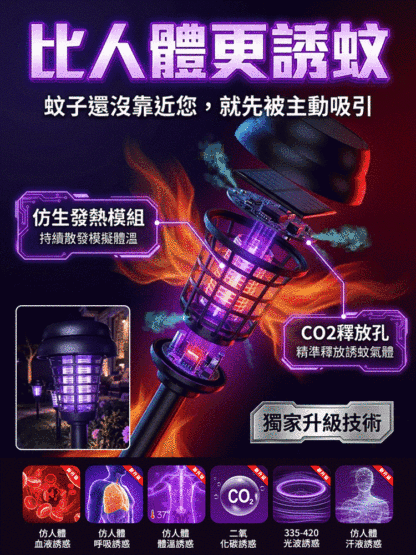 戶外太陽能滅蚊燈捕蚊器驅蚊殺蟲燈