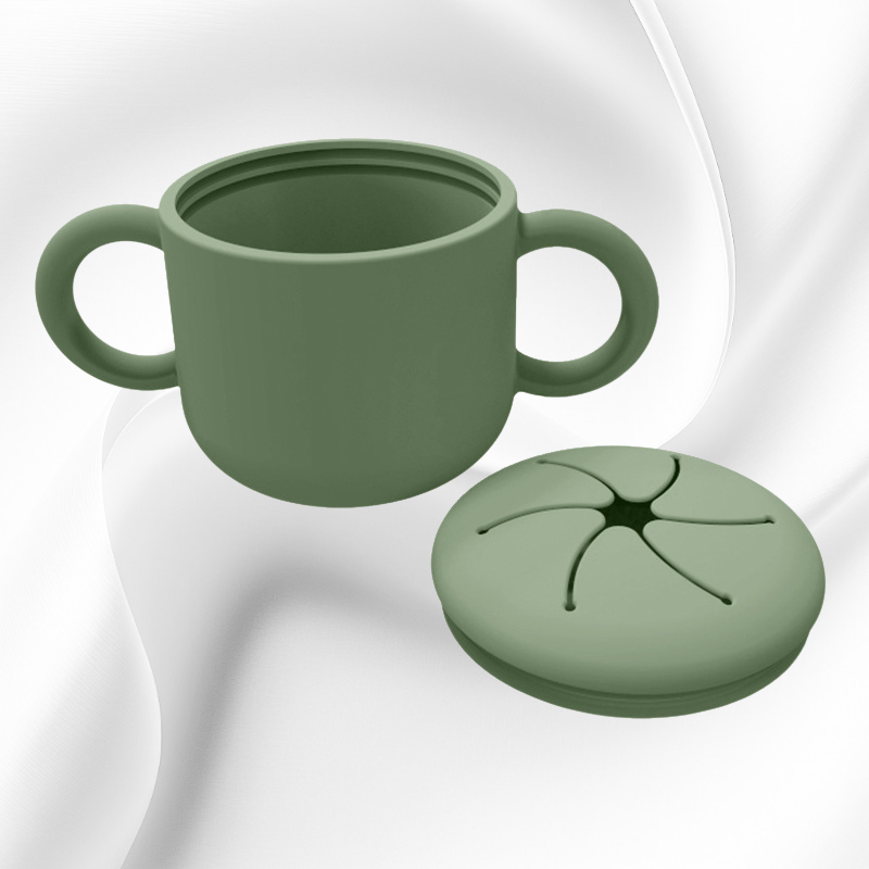 防摔矽膠帶蓋訓練杯子