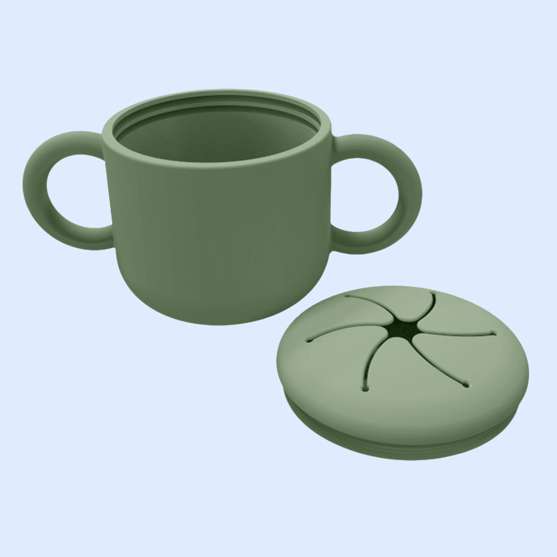 防摔矽膠帶蓋訓練杯子