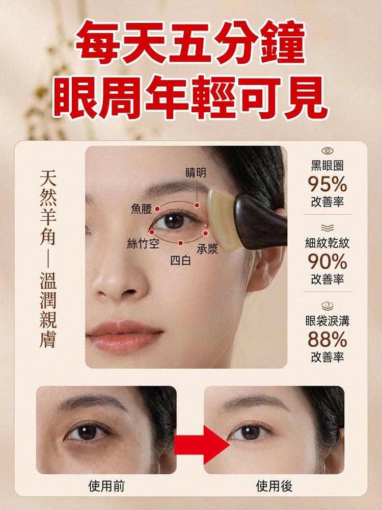【撫平歲月紋路】純天然羊角撥筋棒