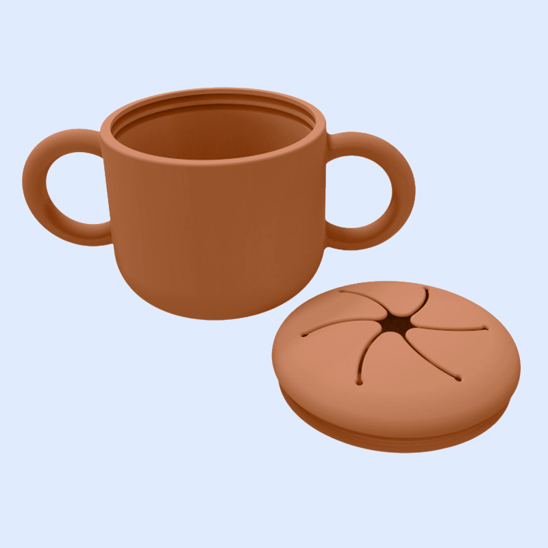 防摔矽膠帶蓋訓練杯子