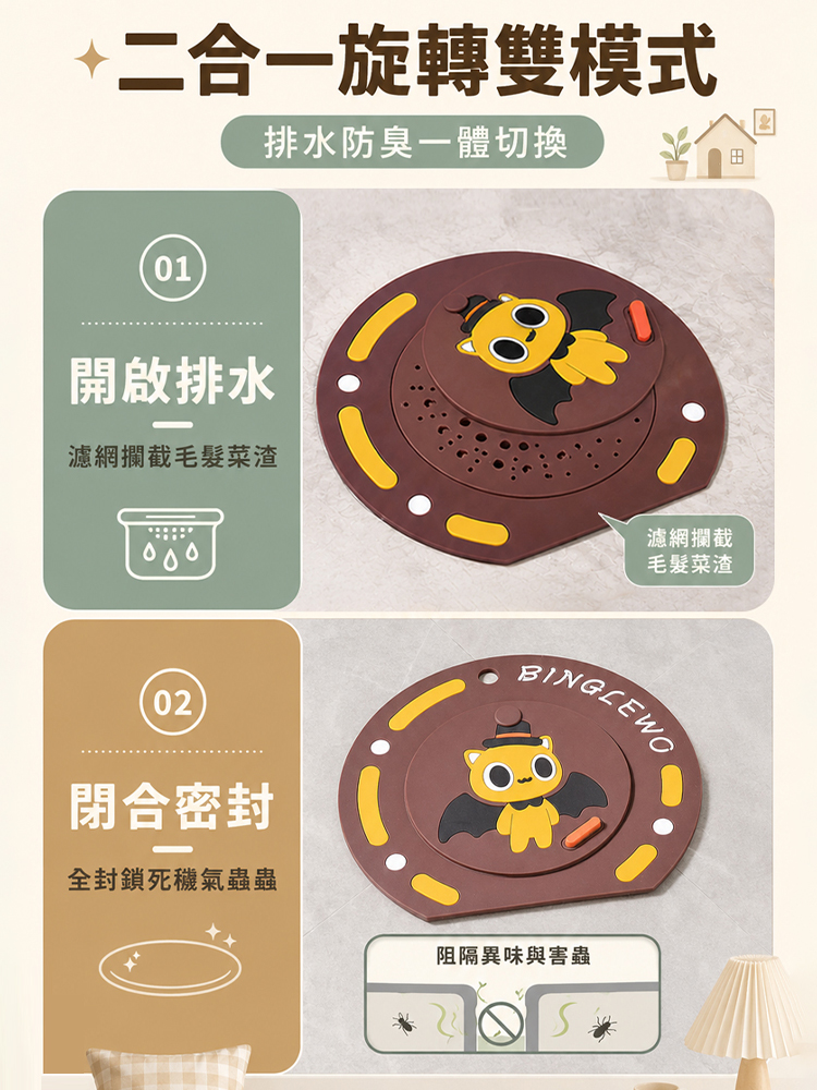 二合一矽膠地漏防臭蓋