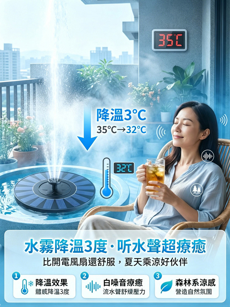 太陽能增氧噴泉
