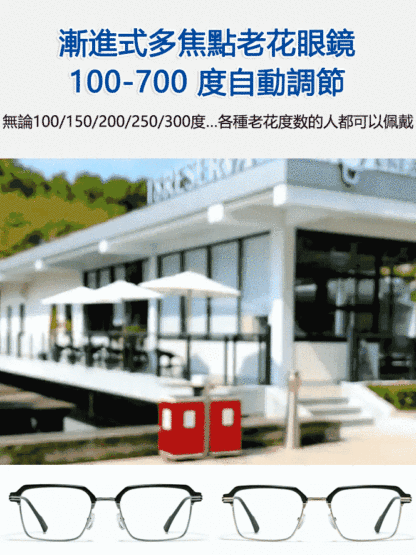 自動變焦光感變色防藍光老花眼鏡