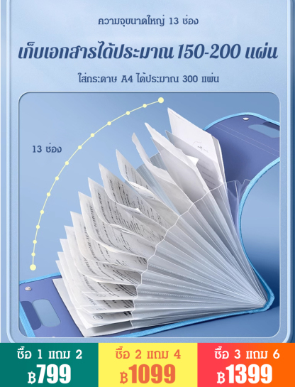 แฟ้มกระเป๋าใส่เอกสาร แบบพกพา หลายช่อง