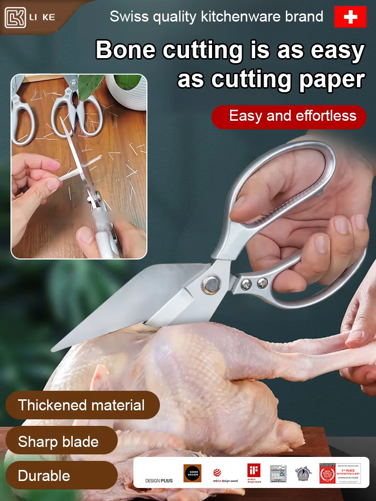 Stainless steel chicken bone shears (plastic handle)