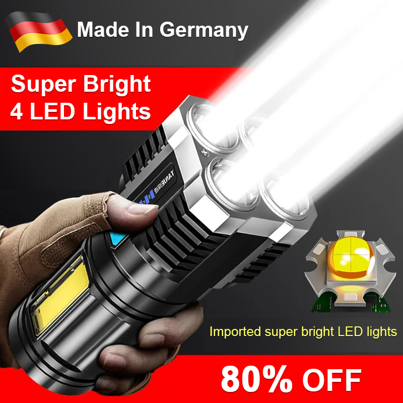 ✨👍Four-eyes strong light USB charging flashlight