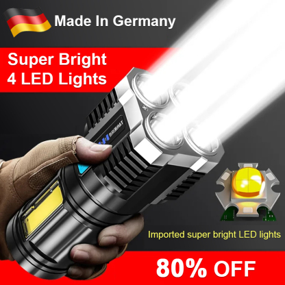 ✨👍Four-eyes strong light USB charging flashlight