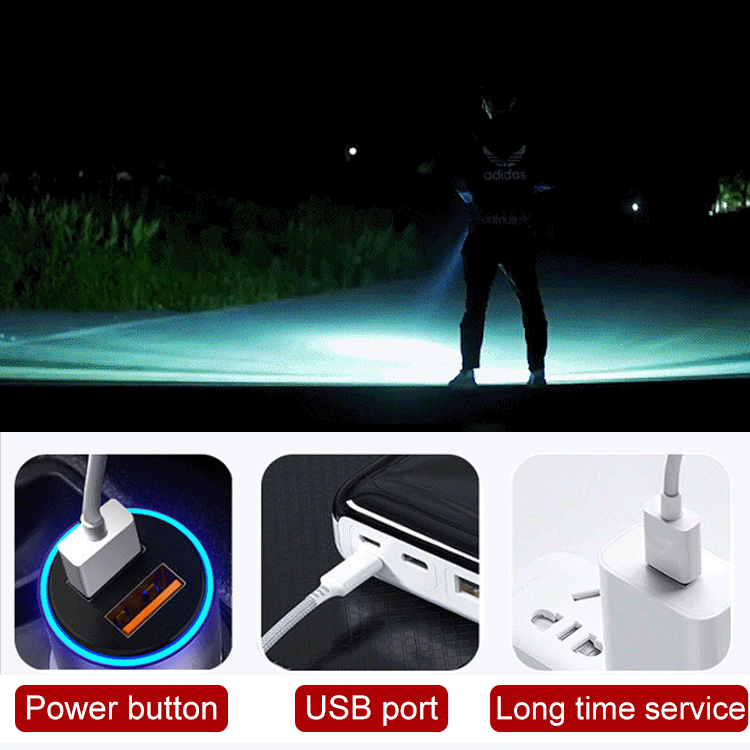 ✨👍Four-eyes strong light USB charging flashlight
