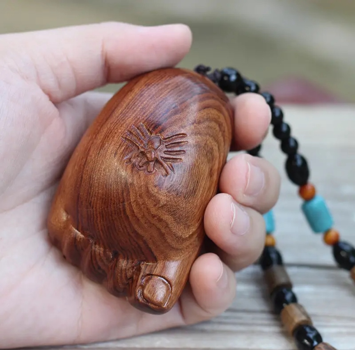 天然ラオス黄花梨木彫りの手持ちの満足感と幸福のピース（ペアリング可能）無垢材の手彫り遊び