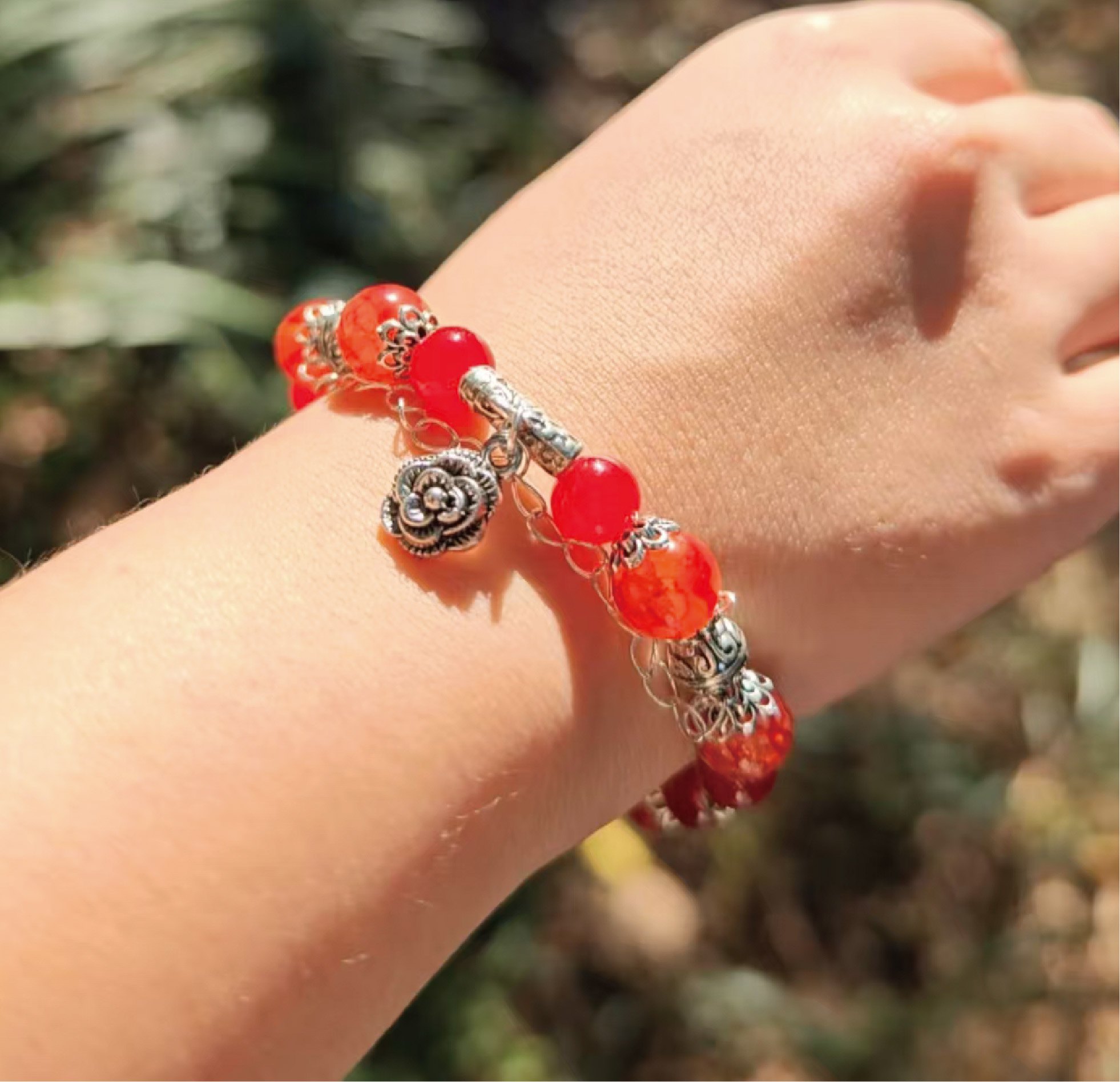 花火ローズ ビーズ開運ブレスレット