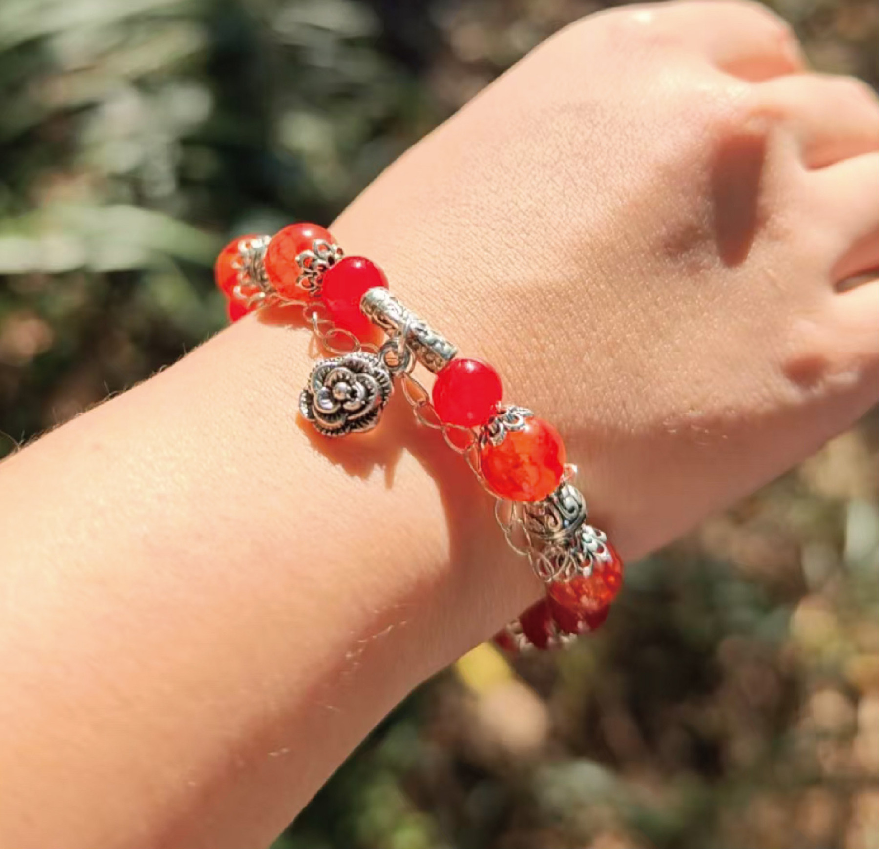 花火ローズ ビーズ開運ブレスレット