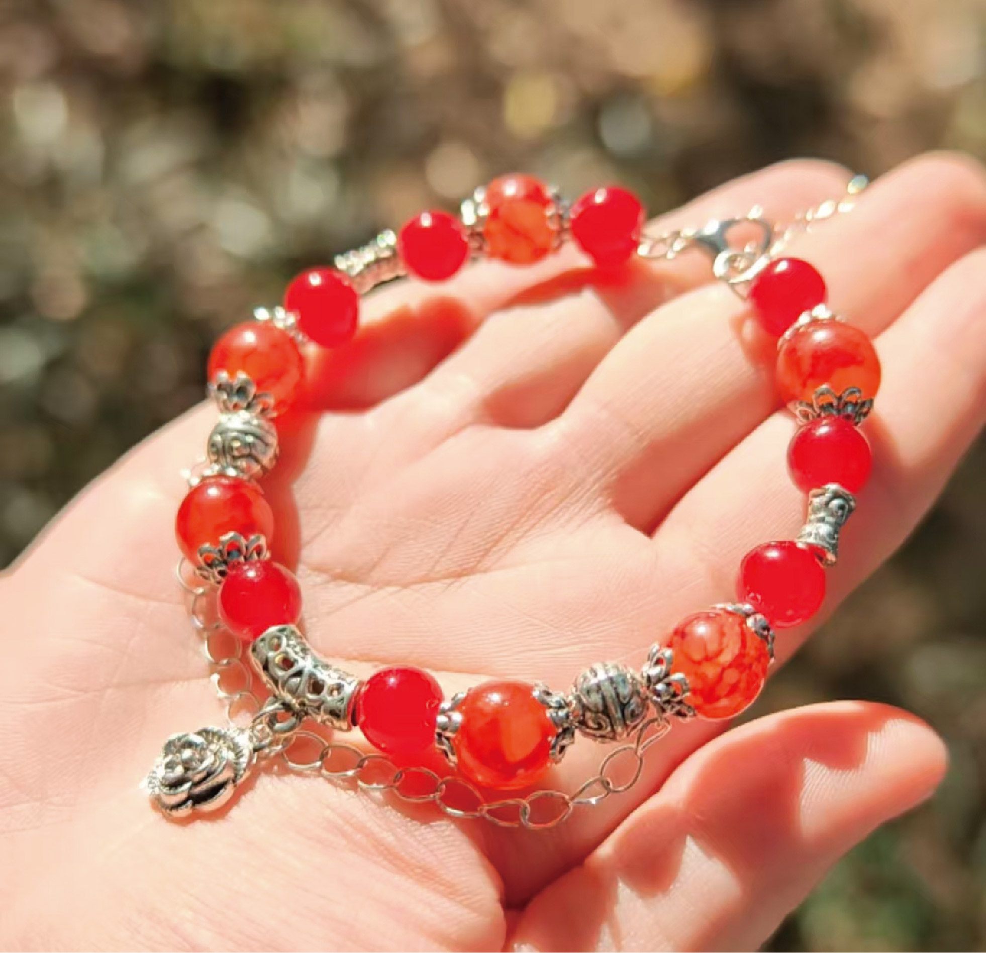 花火ローズ ビーズ開運ブレスレット