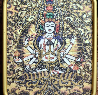 チベット伝承 千手観音 タンカ ペンダントトップ