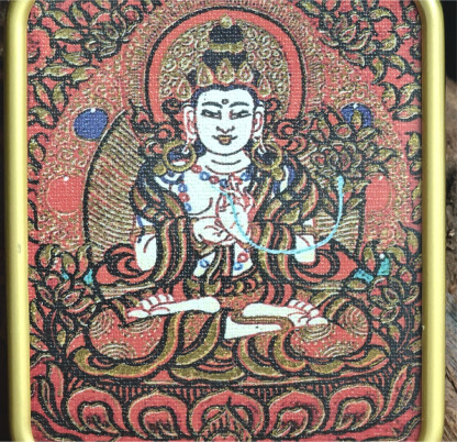 チベット仏教式 大勢至菩薩 開運ペンダント/ステンレス鋼製、約45×55×6mm（紐除く）、レッドゴールド、ブラックゴールド