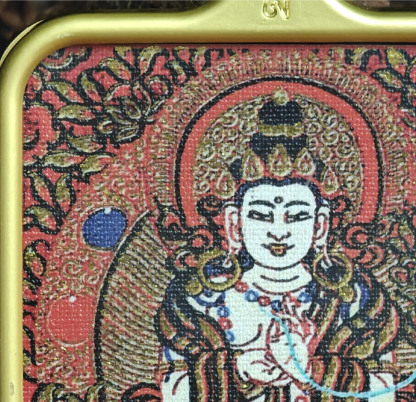 チベット仏教式 大勢至菩薩 開運ペンダント/ステンレス鋼製、約45×55×6mm（紐除く）、レッドゴールド、ブラックゴールド