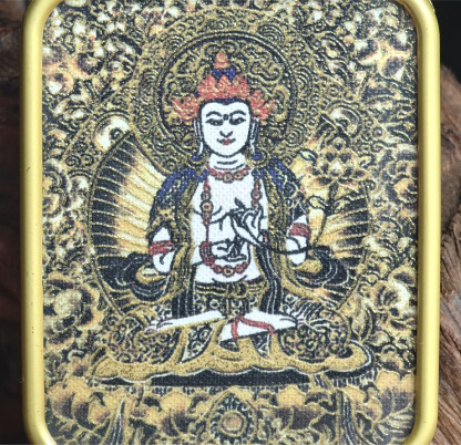 チベット仏教式 大勢至菩薩 開運ペンダント/ステンレス鋼製、約45×55×6mm（紐除く）、レッドゴールド、ブラックゴールド