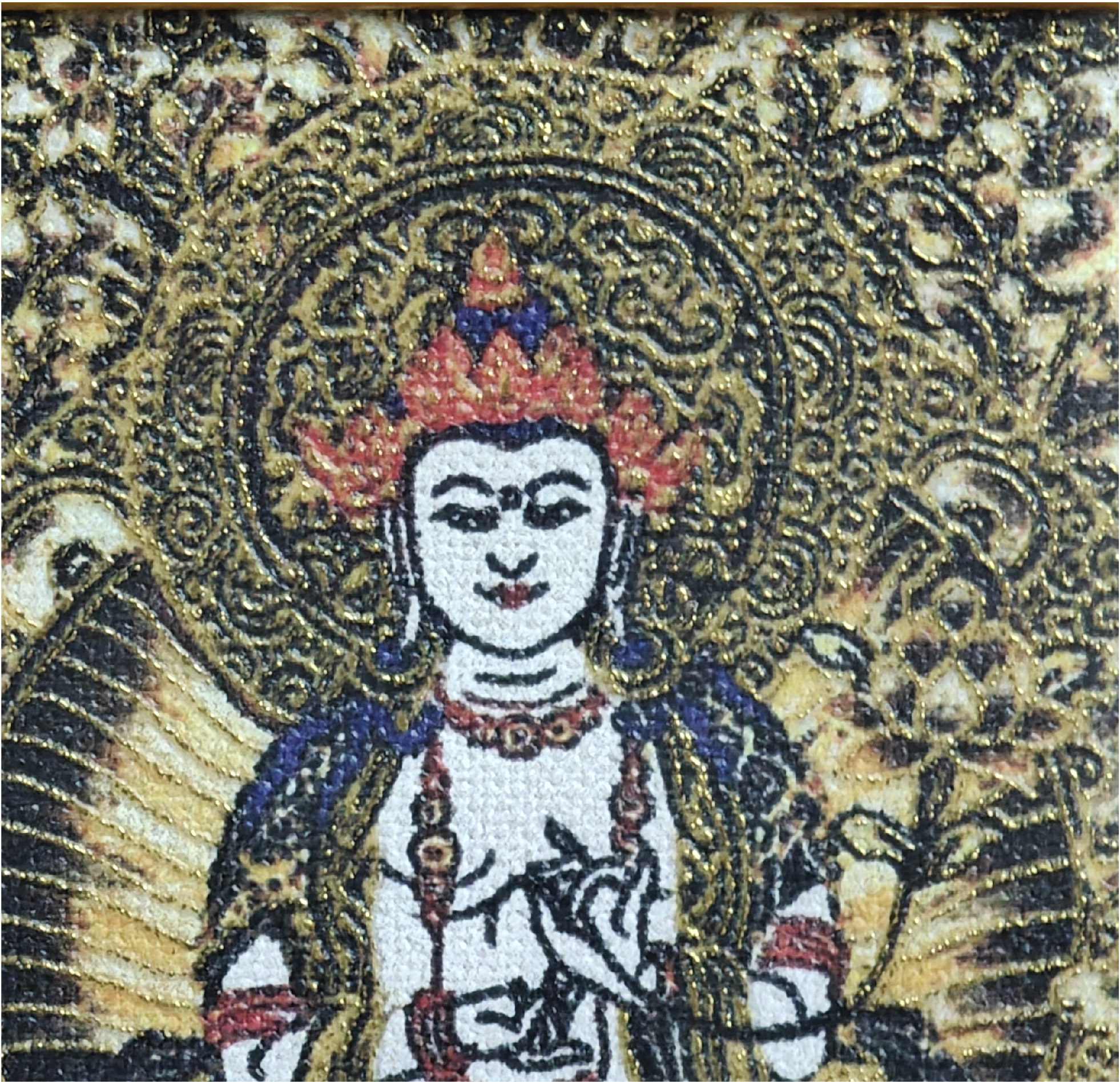 チベット仏教式 大勢至菩薩 開運ペンダント/ステンレス鋼製、約45×55×6mm（紐除く）、レッドゴールド、ブラックゴールド