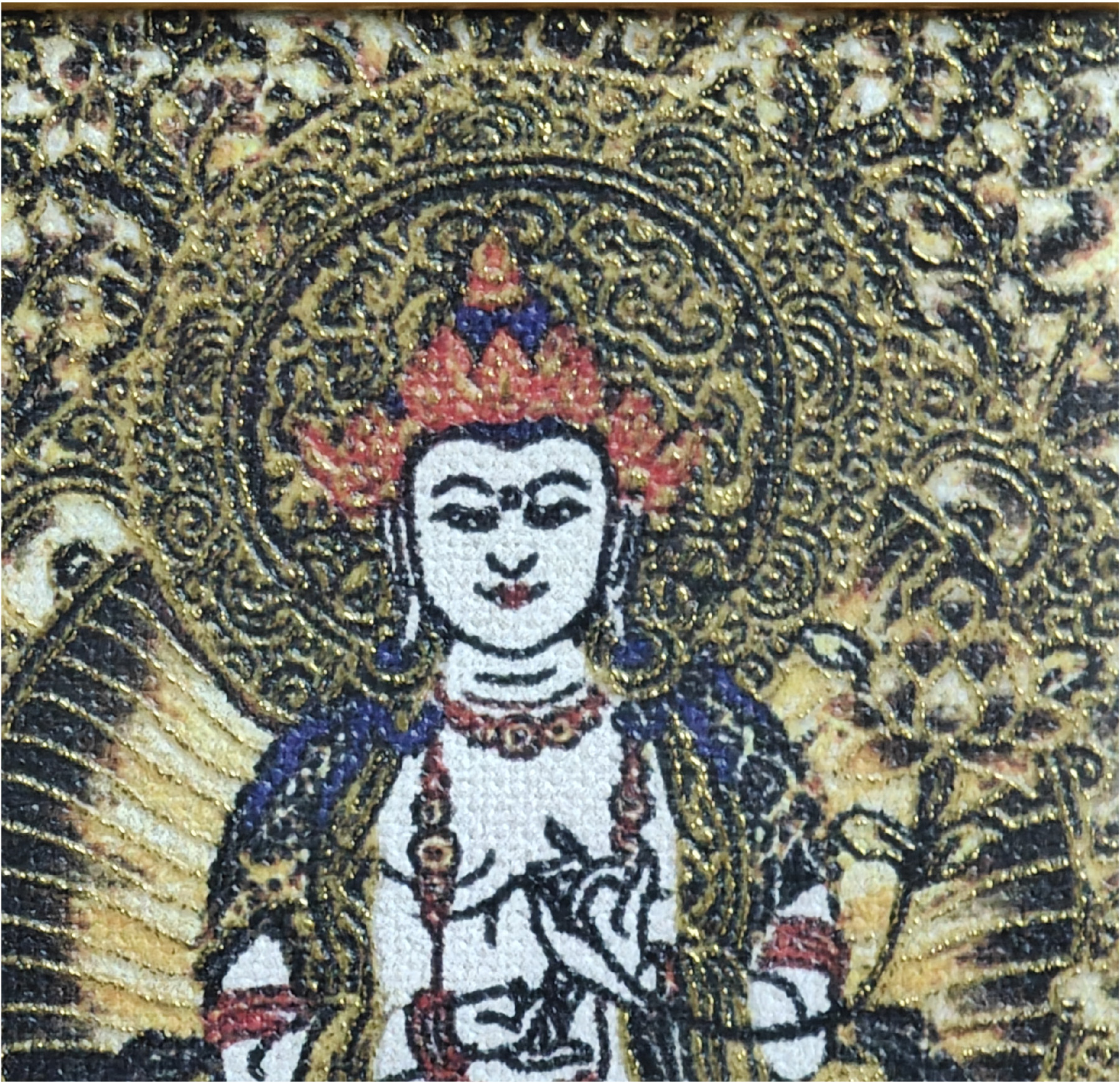 チベット仏教式 大勢至菩薩 開運ペンダント/ステンレス鋼製、約45×55×6mm（紐除く）、レッドゴールド、ブラックゴールド