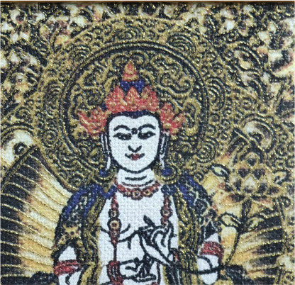 チベット仏教式 大勢至菩薩 開運ペンダント/ステンレス鋼製、約45×55×6mm（紐除く）、レッドゴールド、ブラックゴールド