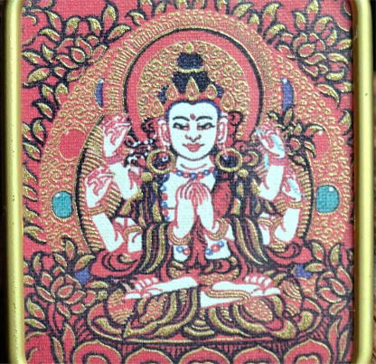 チベット伝承 千手観音 タンカ ペンダントトップ