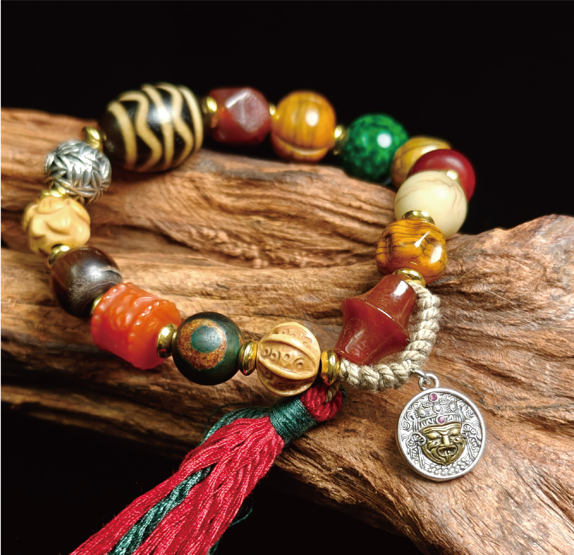 ヤクボーン マルチストーン 開運ブレスレット