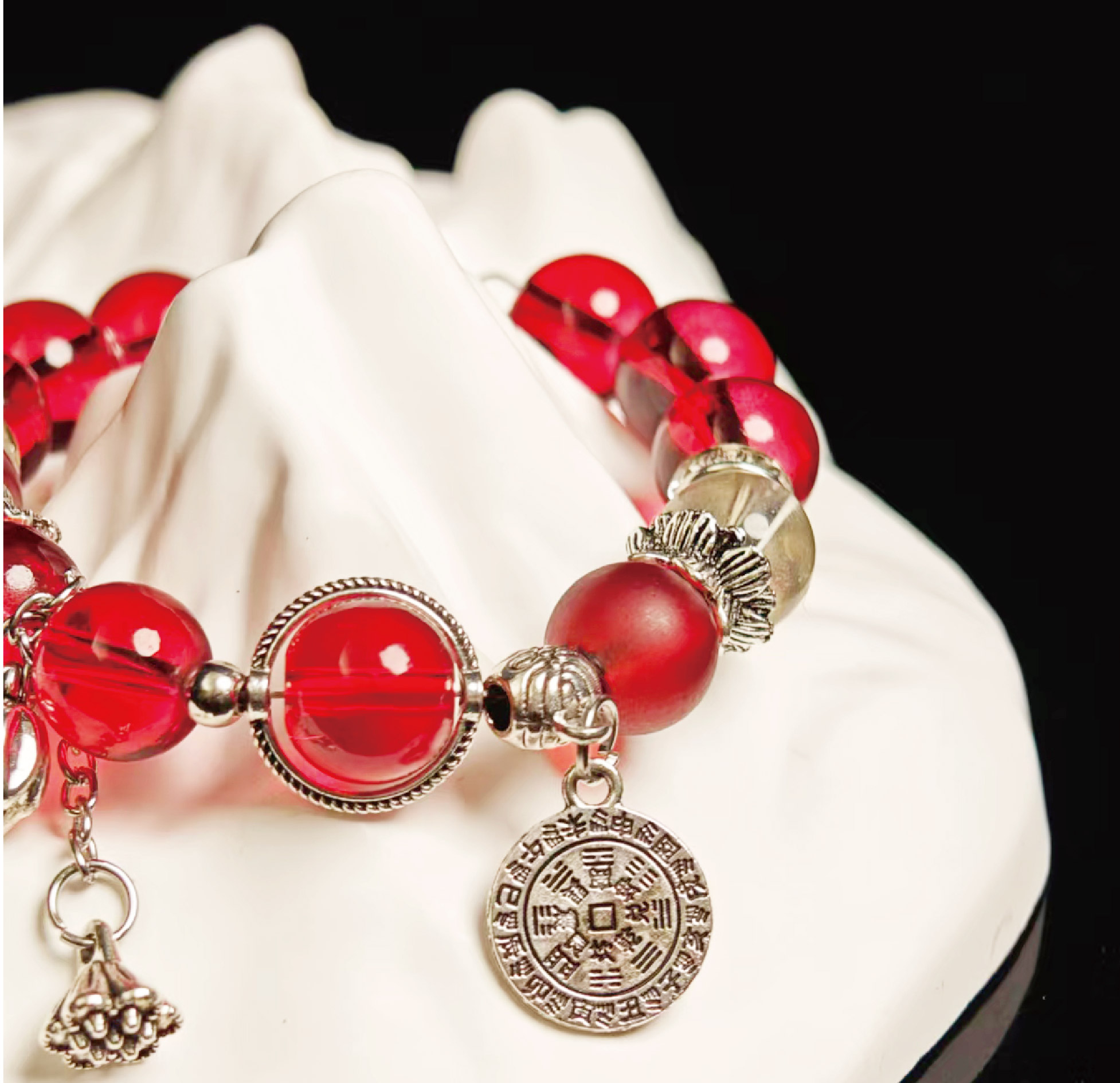 天然大紅串珠 開運ブレスレット