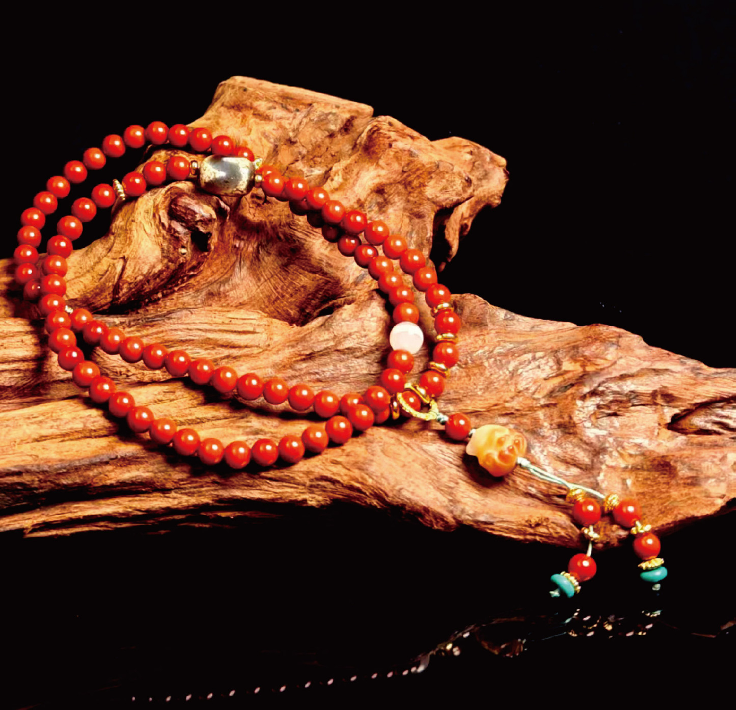 南紅瑪瑙 3 重巻きブレスレット