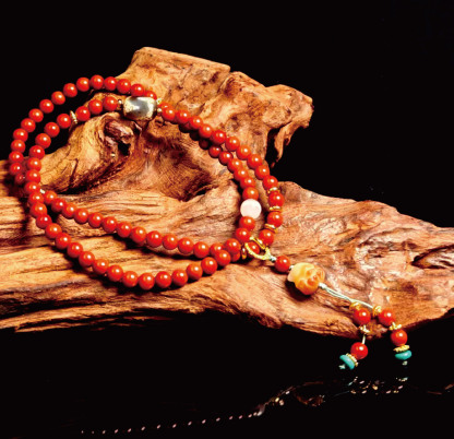 南紅瑪瑙 3 重巻きブレスレット