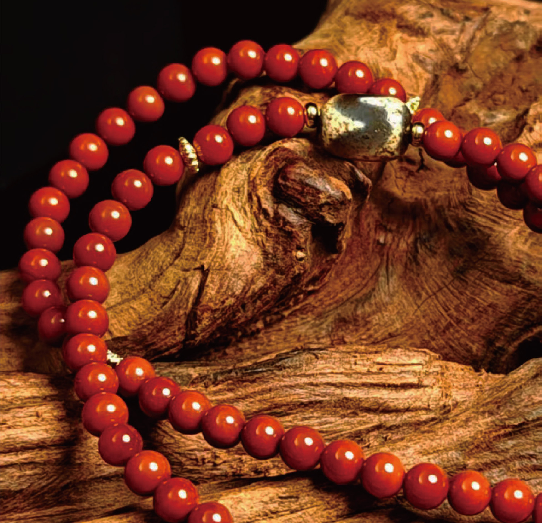 南紅瑪瑙 3 重巻きブレスレット