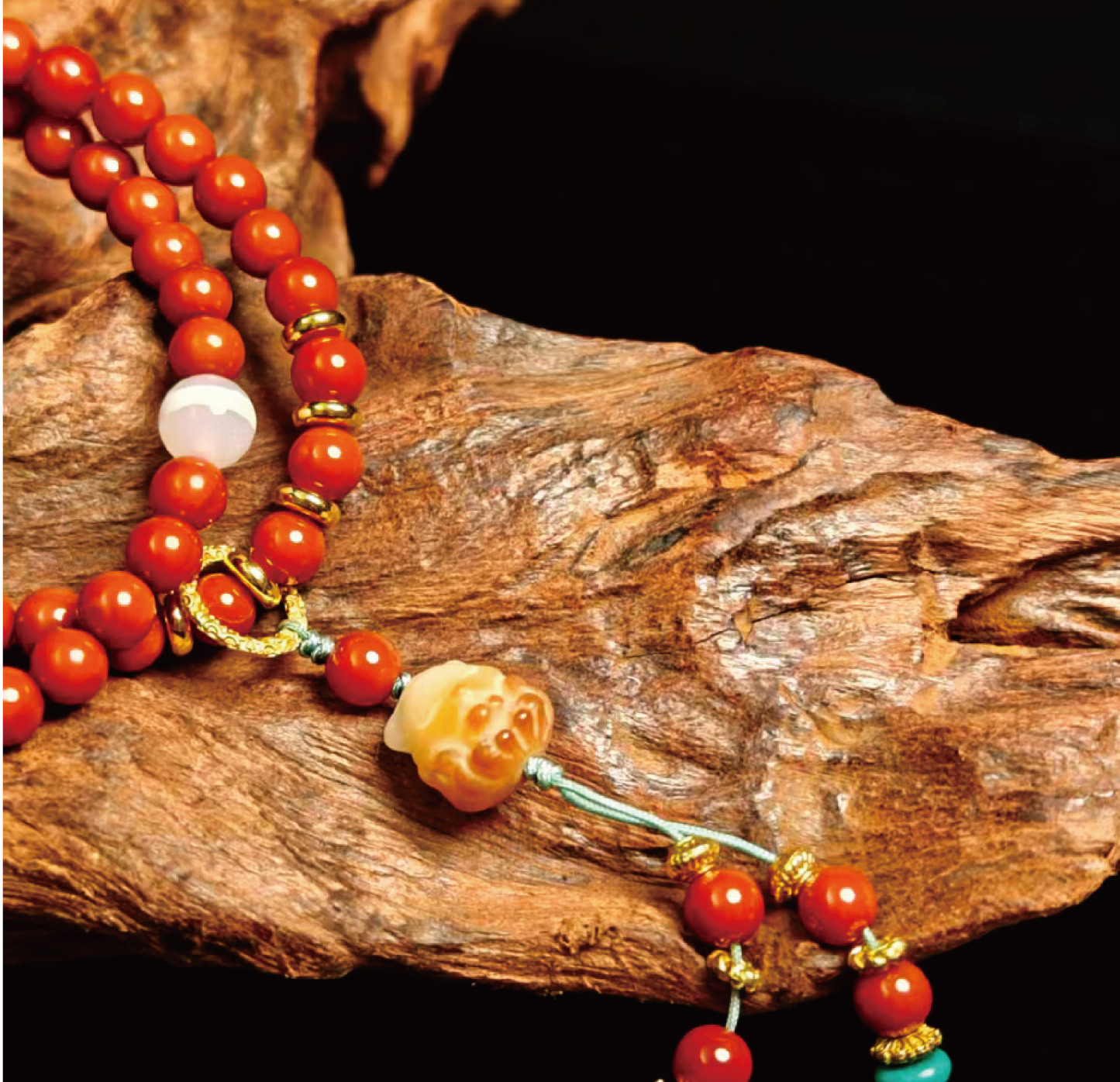 南紅瑪瑙 3 重巻きブレスレット