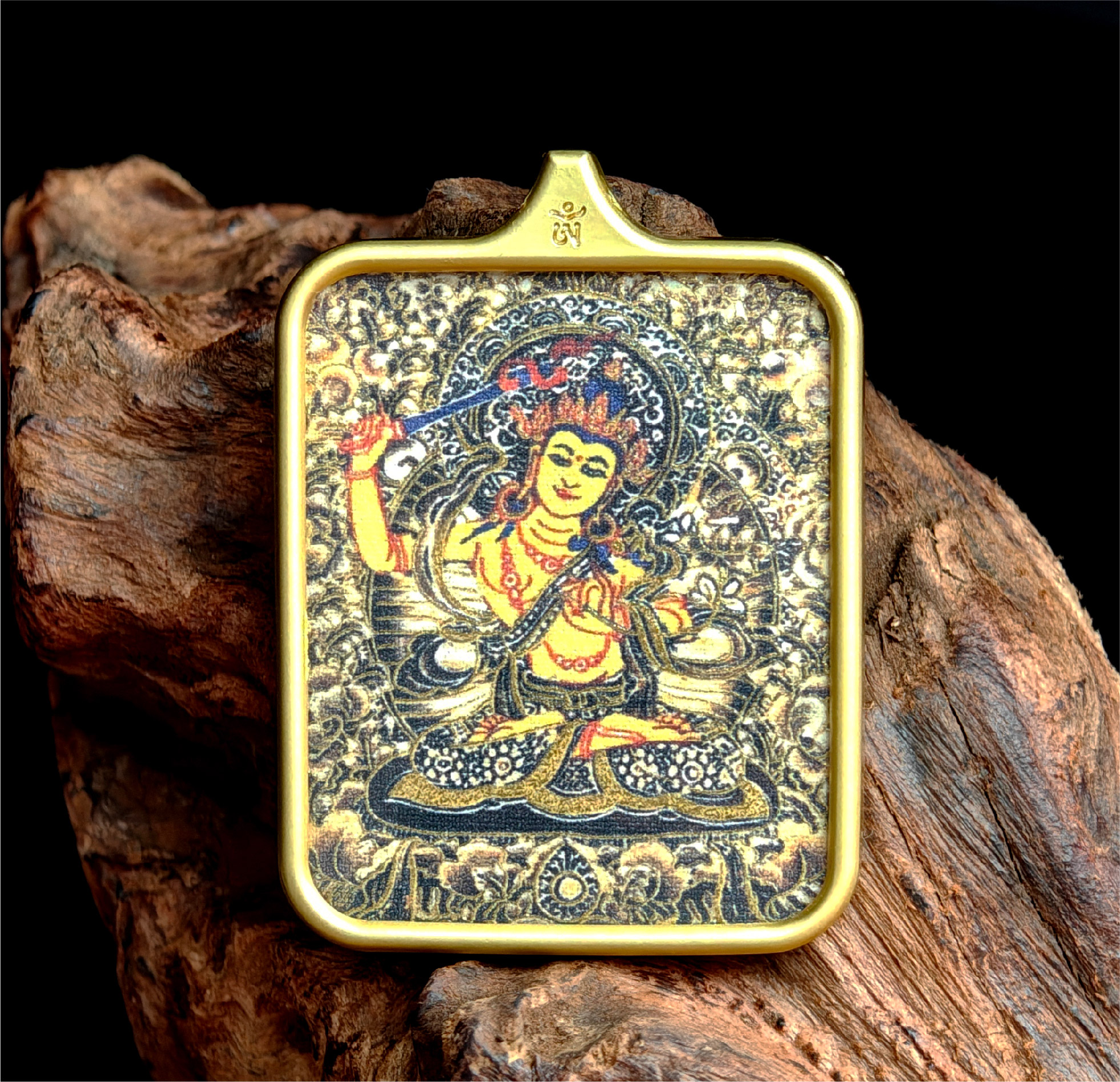 西藏传承 文殊菩萨 唐卡吊坠 翻译成日语 チベット伝承 文殊菩薩 タンカペンダント