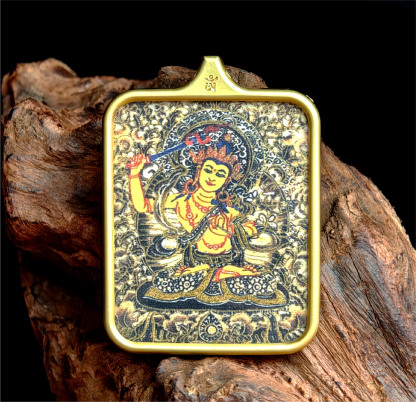 西藏传承 文殊菩萨 唐卡吊坠 翻译成日语 チベット伝承 文殊菩薩 タンカペンダント