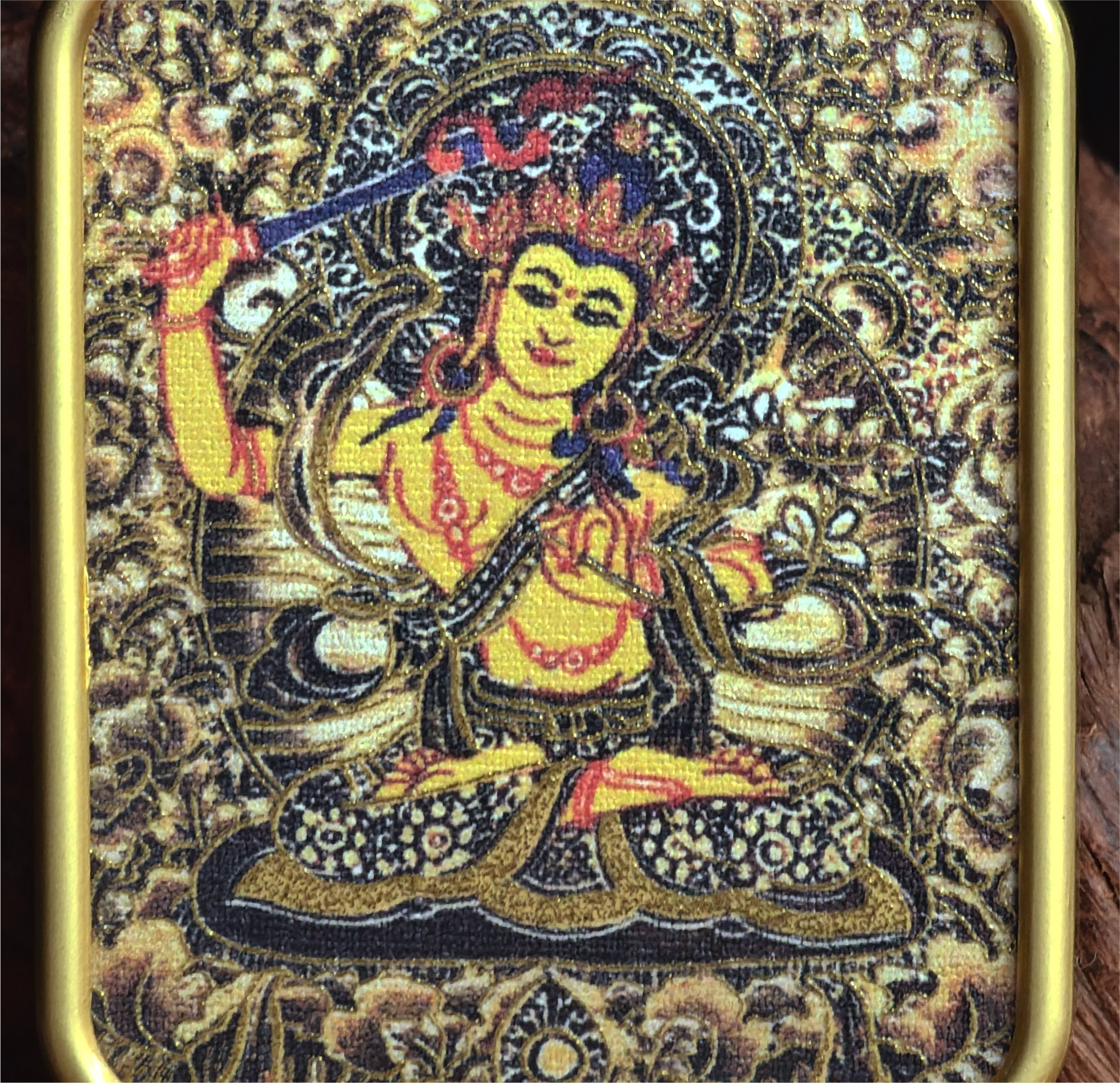 西藏传承 文殊菩萨 唐卡吊坠 翻译成日语 チベット伝承 文殊菩薩 タンカペンダント