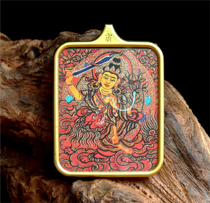 西藏传承 文殊菩萨 唐卡吊坠 翻译成日语 チベット伝承 文殊菩薩 タンカペンダント