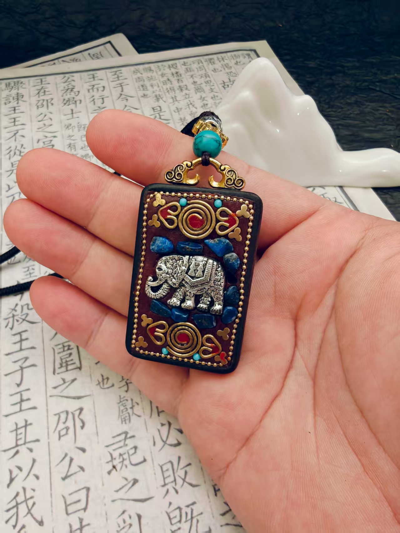 タンカ平安牌小神象ネックレス