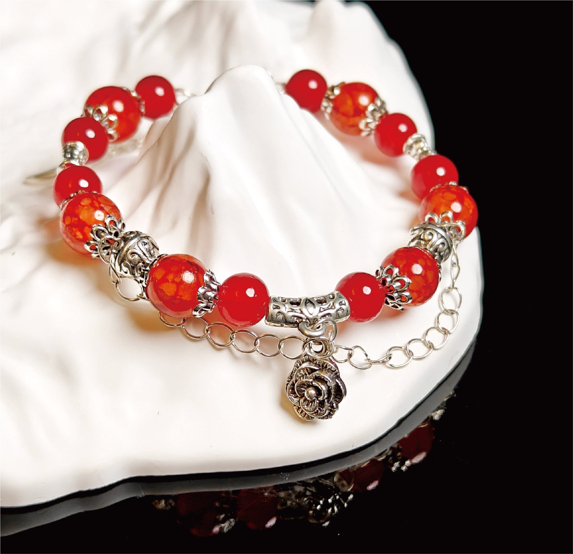 花火ローズ ビーズ開運ブレスレット