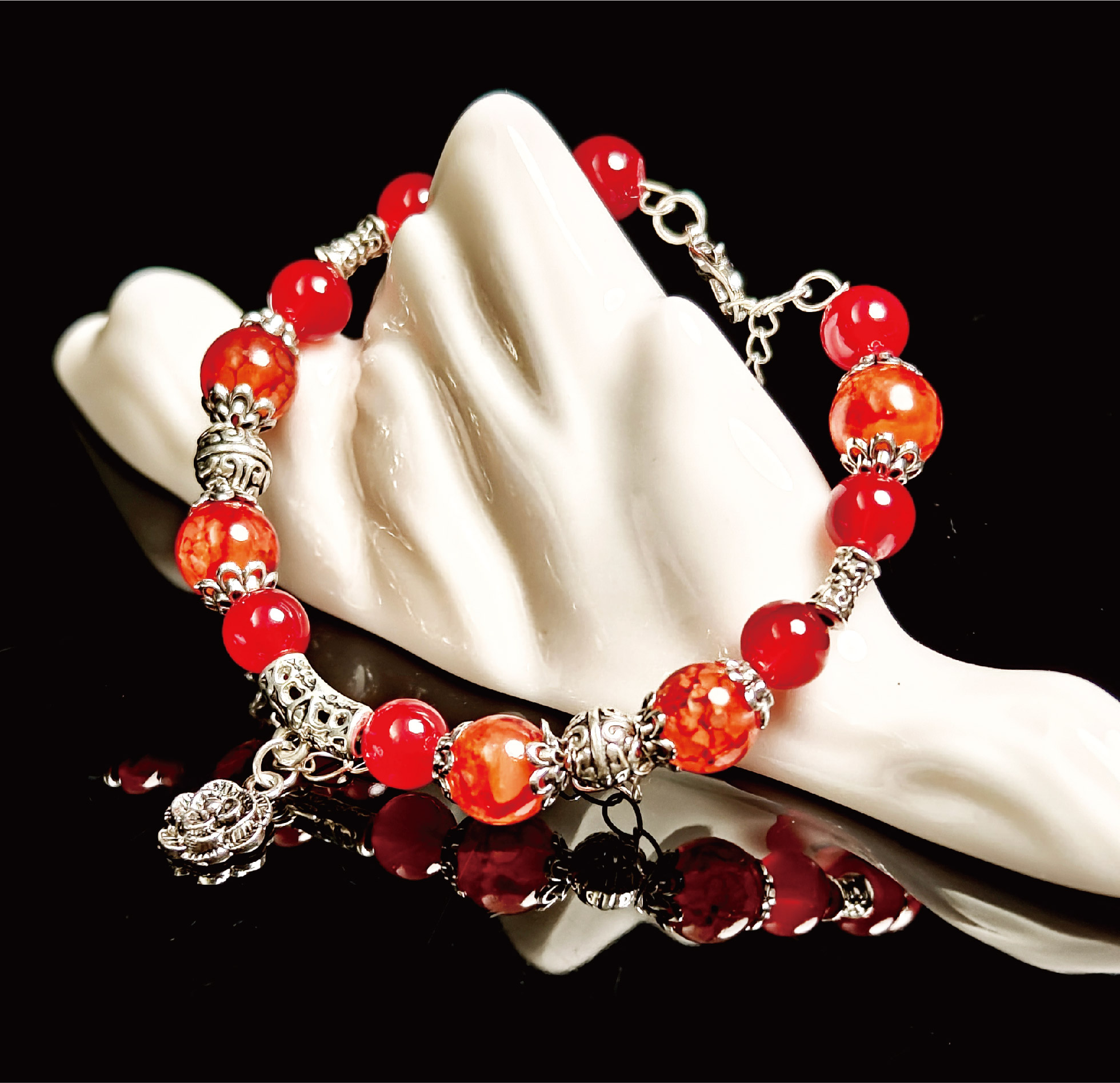 花火ローズ ビーズ開運ブレスレット