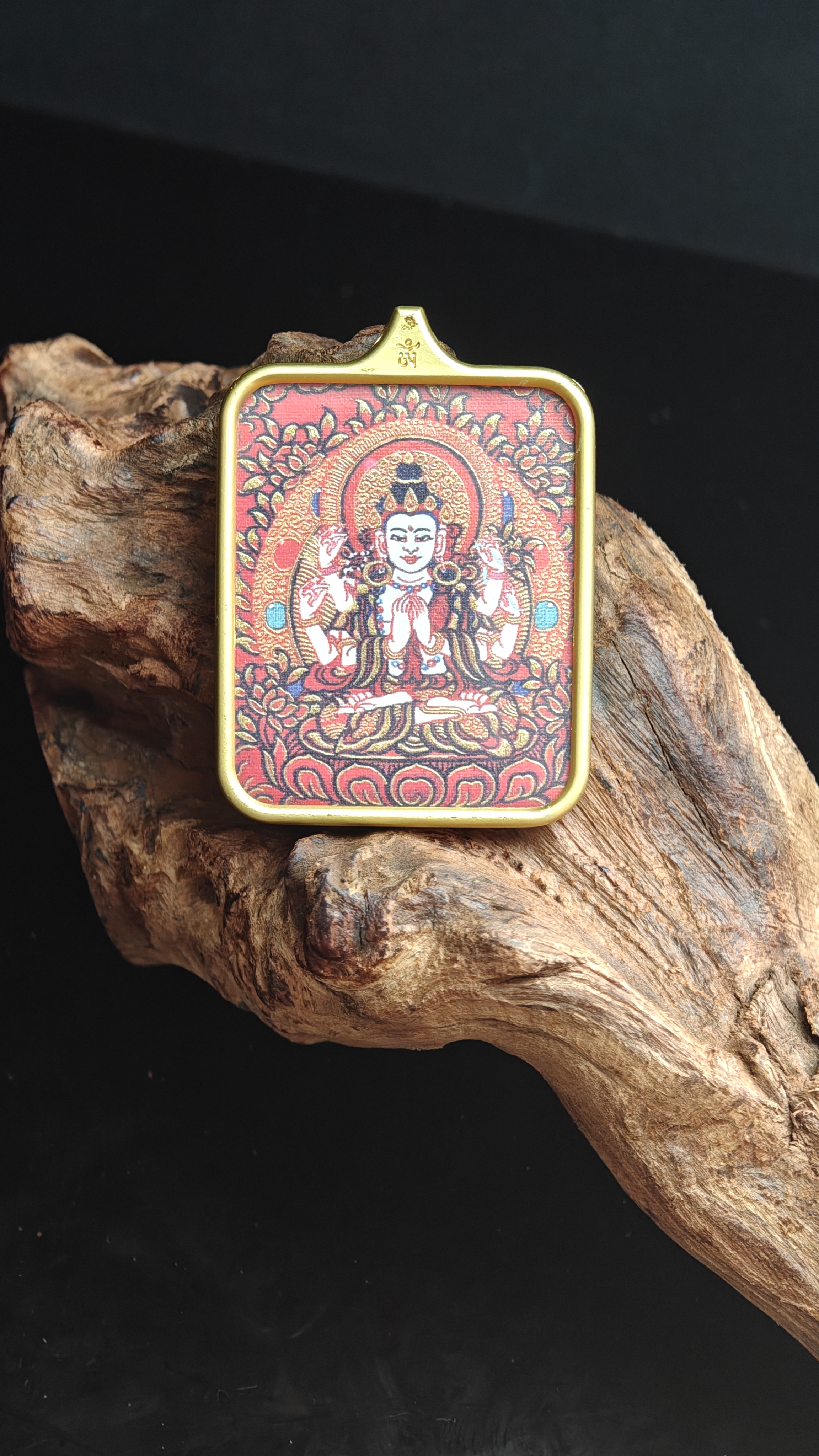 チベット伝承 千手観音 タンカ ペンダントトップ