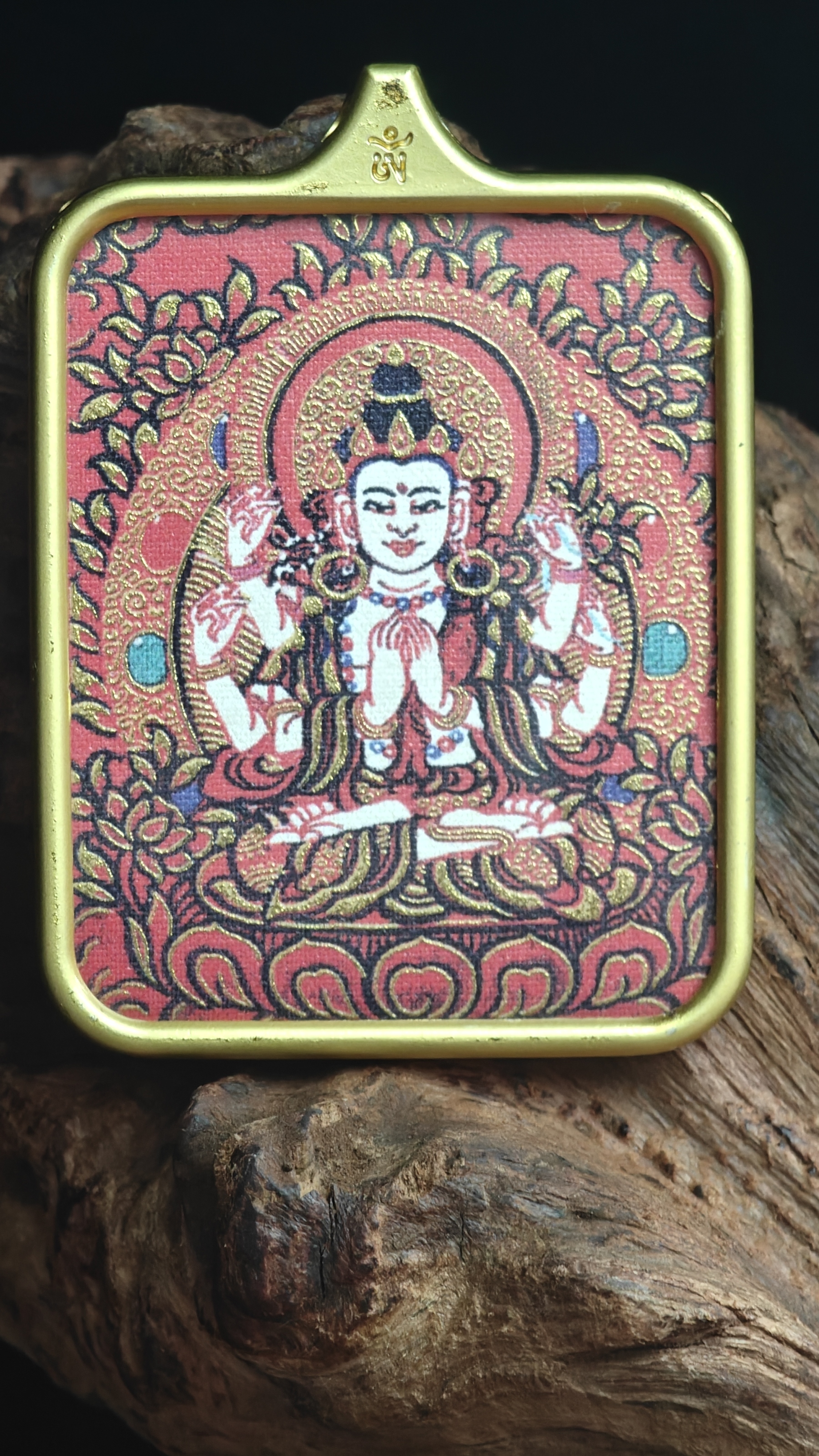 チベット伝承 千手観音 タンカ ペンダントトップ