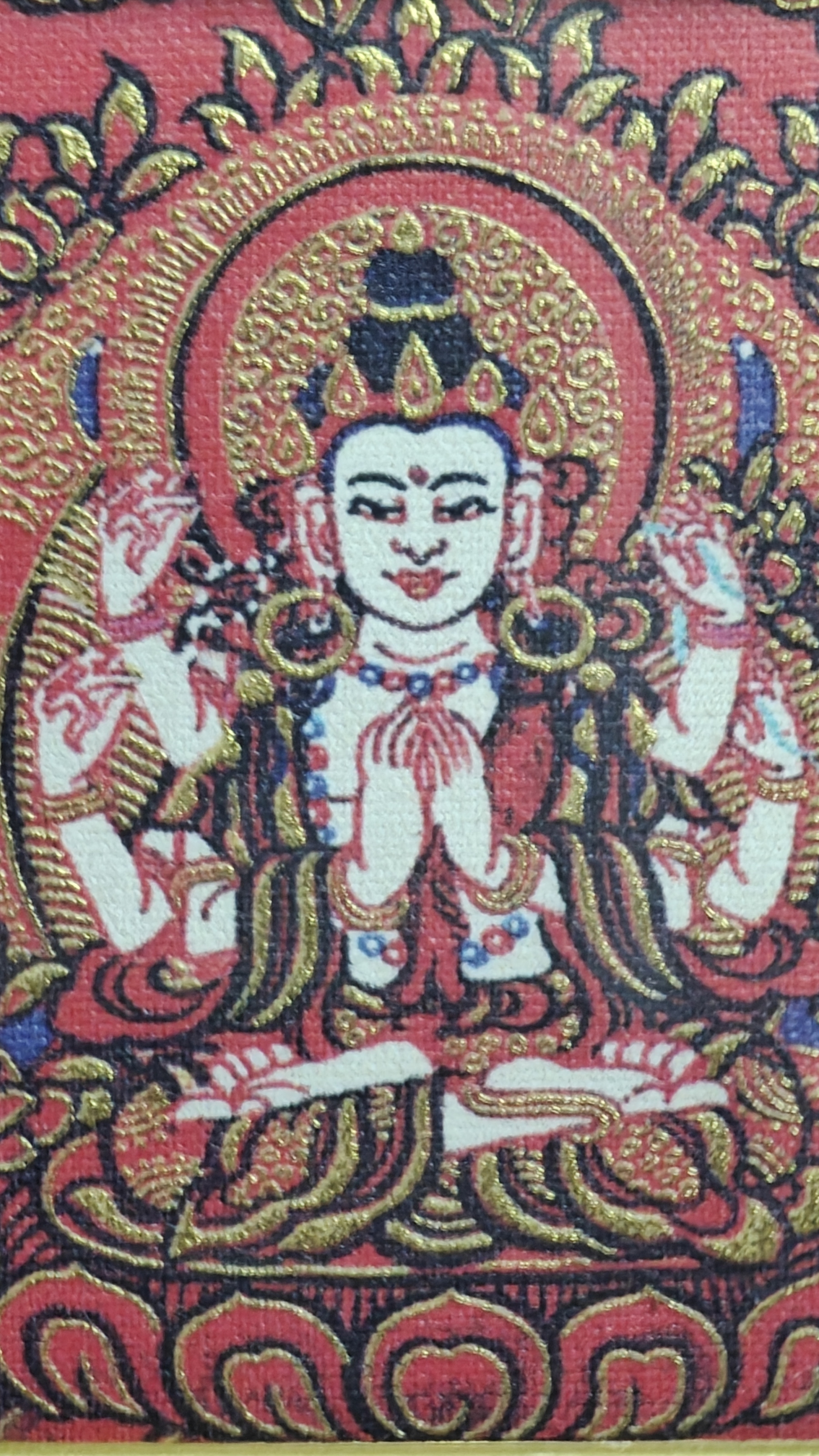 チベット伝承 千手観音 タンカ ペンダントトップ