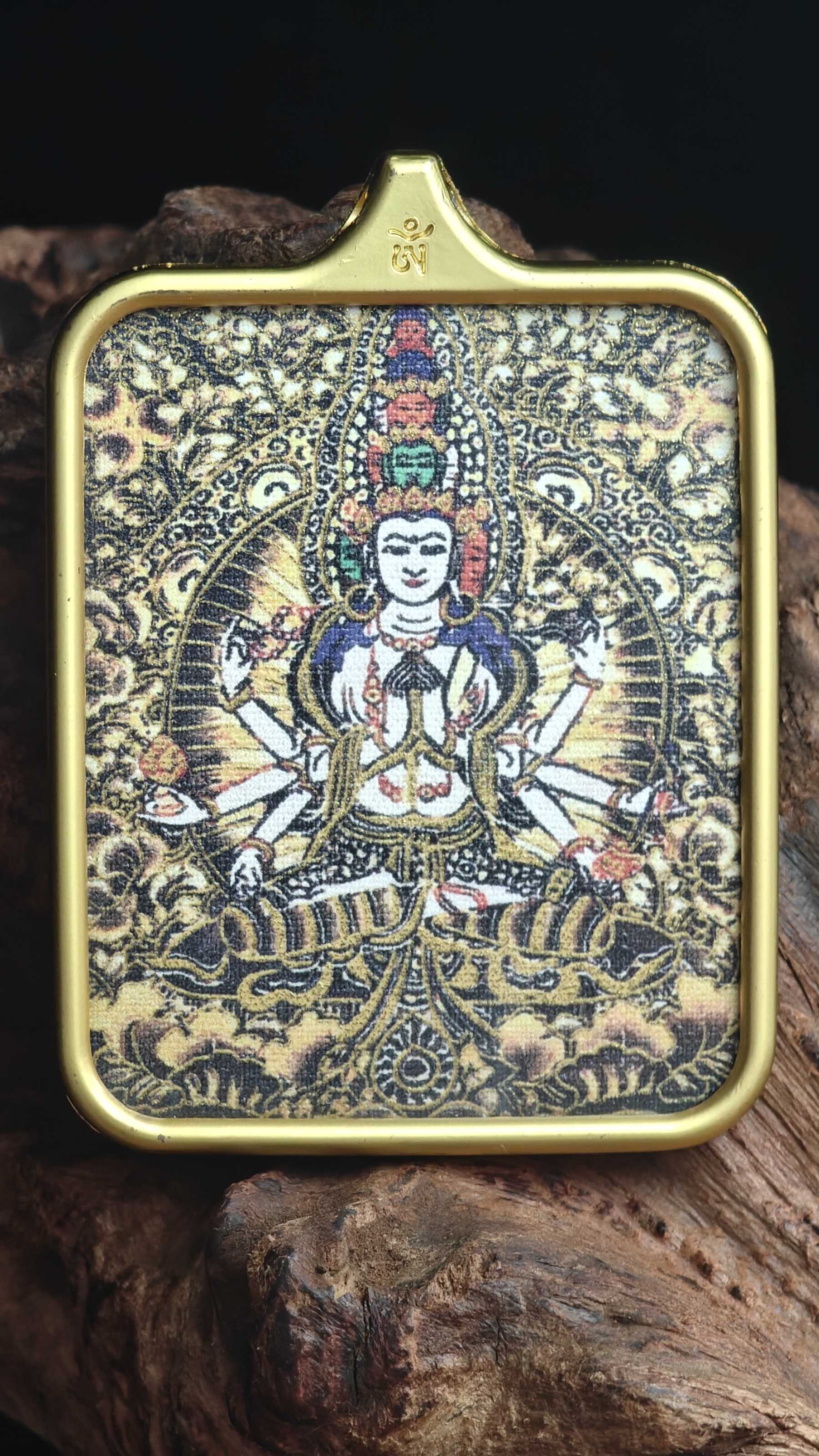 チベット伝承 千手観音 タンカ ペンダントトップ