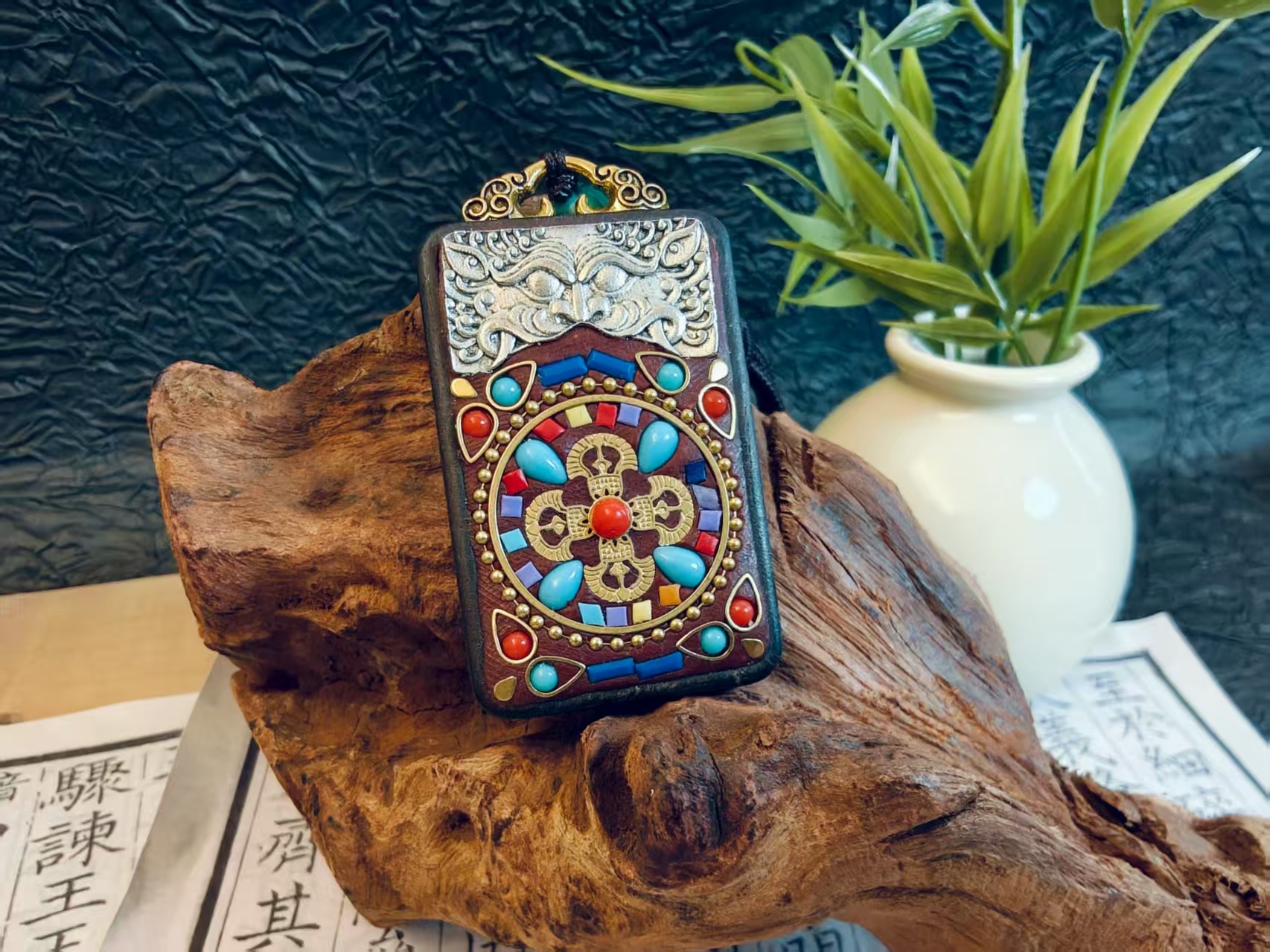 タンカ平安牌クロス金剛杵ネックレス