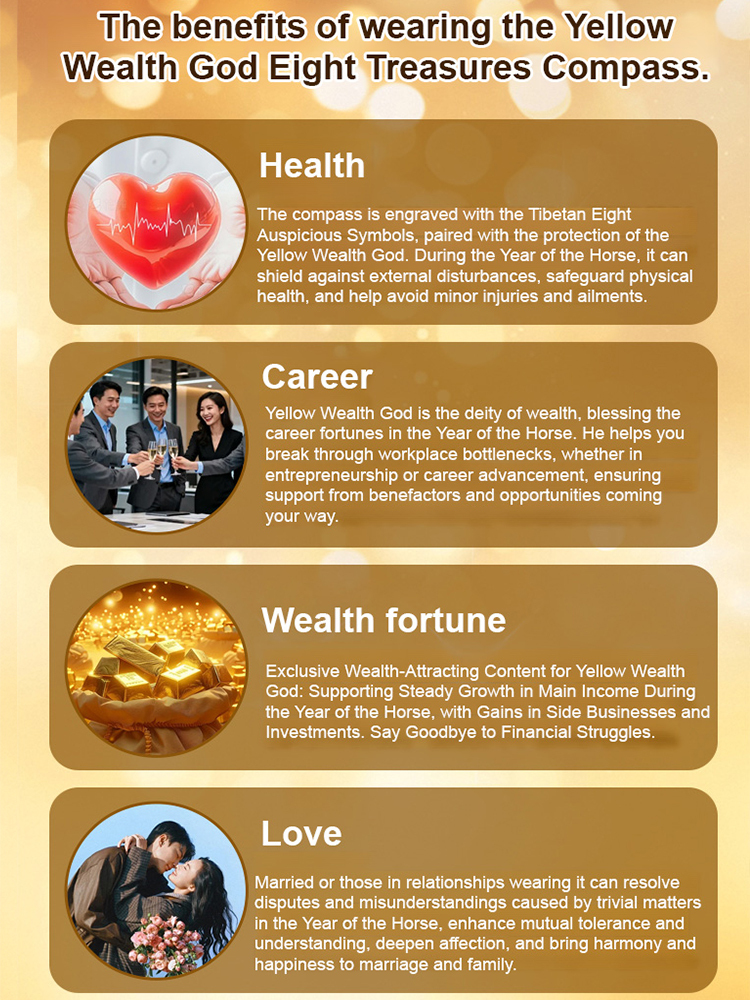 Yellow Jambhala Eight Treasures Compass