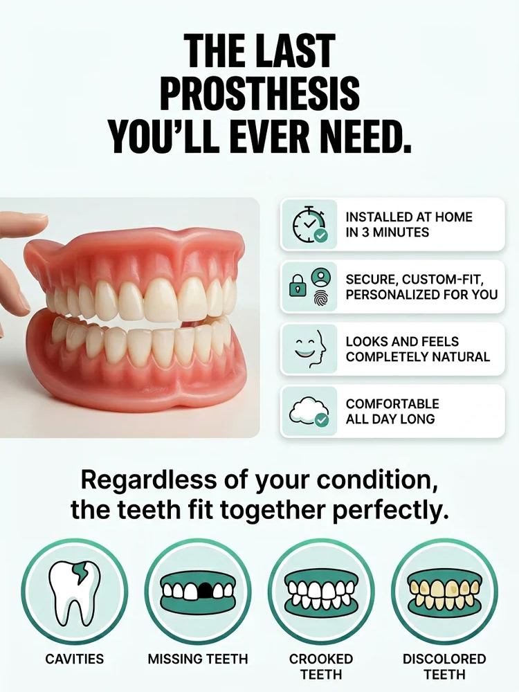 Denture decoration set with comfortable fit.