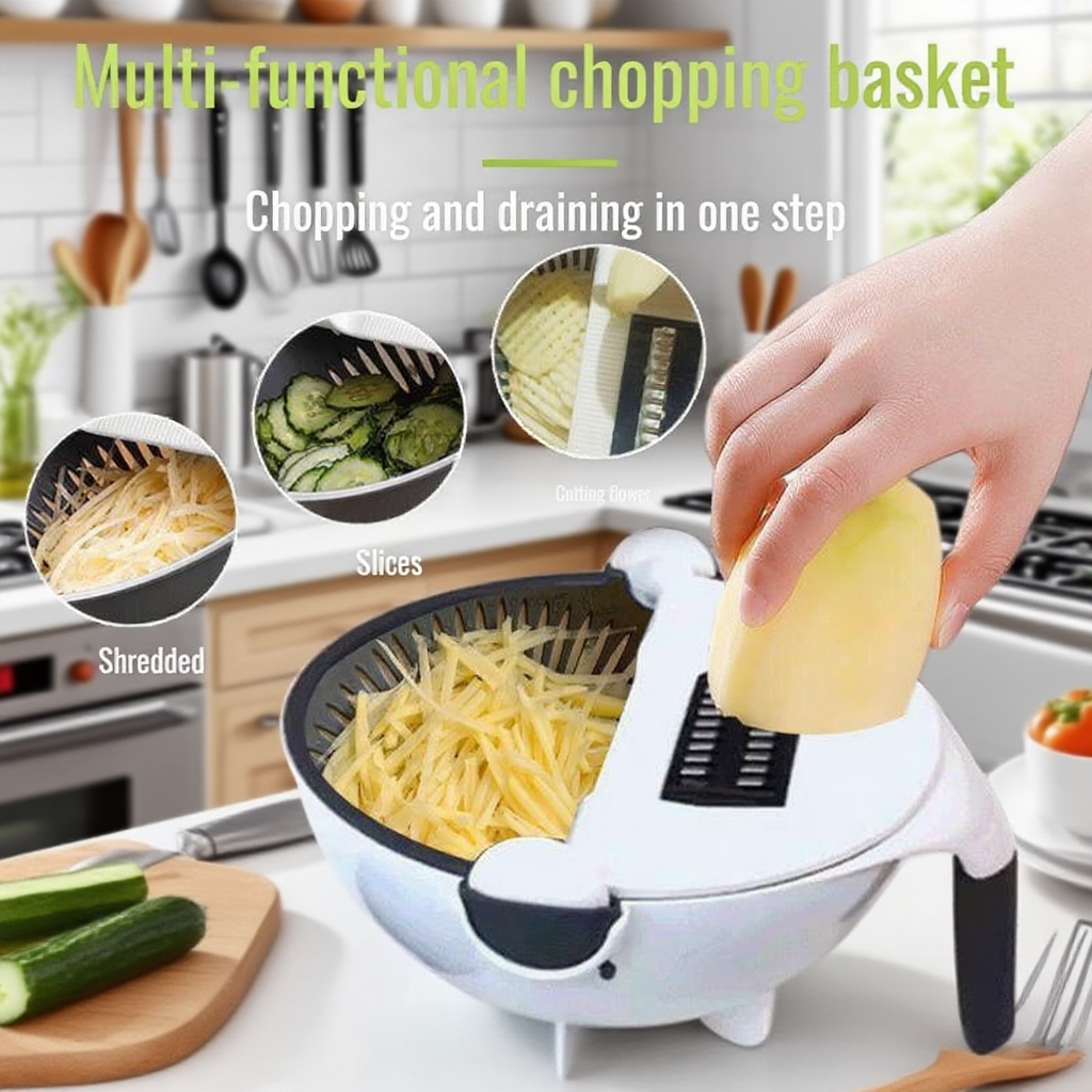 Multi-functional Vegetable Cutter and Drain Basket for Home Use
